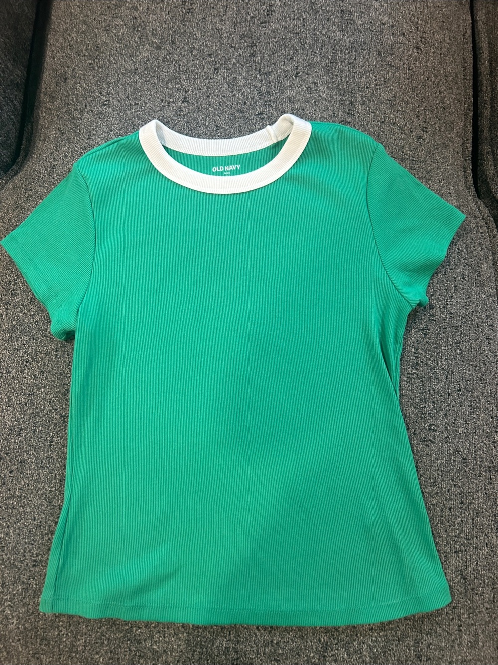 Old Navy Green Short Sleeve Ringer Tee with White Collar